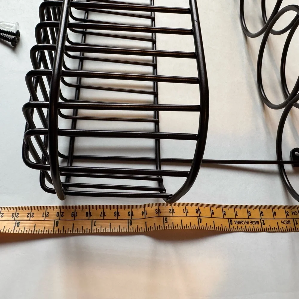 Dark Brown Metal Wall-Mounted Storage Basket